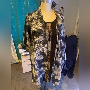 Black Friday sale. 2pc designer.. tank and jacket grey and black unique ..